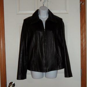 Women's Studio Y Genuine Black Leather Jacket Size L - Nice Condition